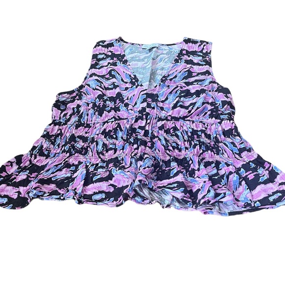 Sofia Vergara Smocked Peplum Sleevless Top - Picture 3 of 6